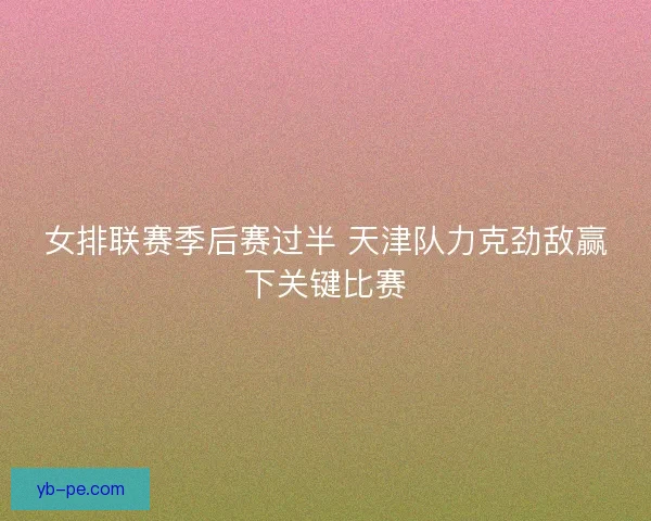 女排联赛季后赛过半 天津队力克劲敌赢下关键比赛