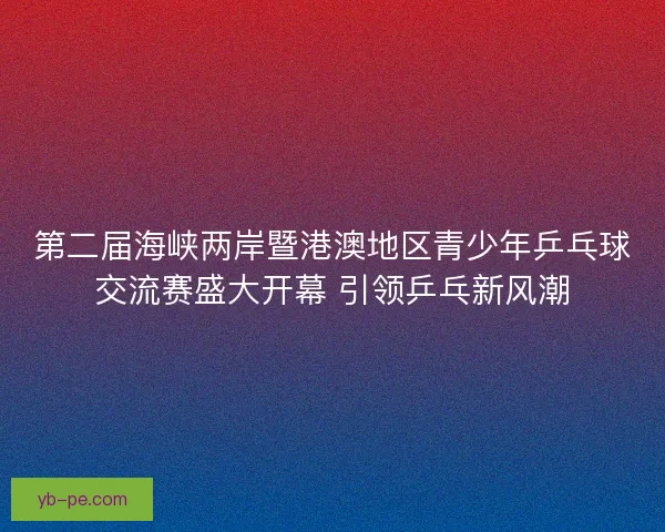 第二届海峡两岸暨港澳地区青少年乒乓球交流赛盛大开幕 引领乒乓新风潮