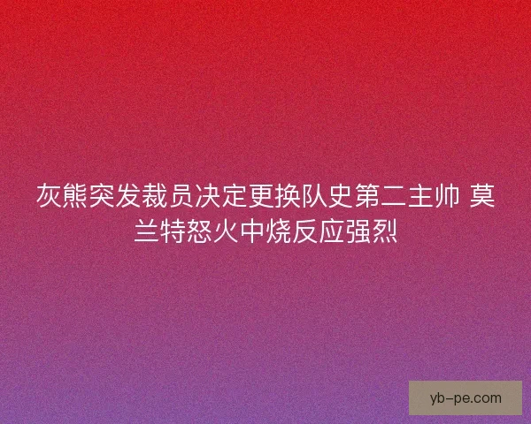 灰熊突发裁员决定更换队史第二主帅 莫兰特怒火中烧反应强烈